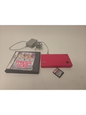 Nintendo DSi Pink Console Tested Works W/ Charger & 2 Games